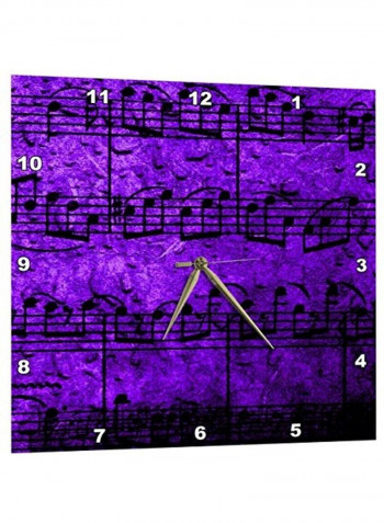 Musical Interlude Printed Analog Wall Clock Purple/Black 15x15x0.1inch