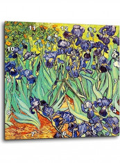 Purple Flowers Iris Garden Wall Clock Multicolour 15x15inch