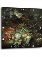 Still Life Of Fruit Upon A Marble Ledge Wall Clock Multicolour 15x15inch