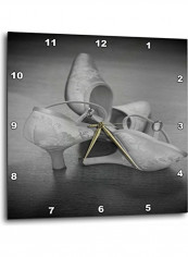 Vintage Lace Wedding Shoes Wall Clock Black/White 15x15inch