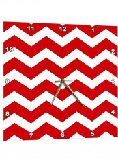 Zig Zag Chevron Themed Wall Clock Red/White