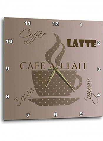 Coffee Latte Themed Wall Clock Brown