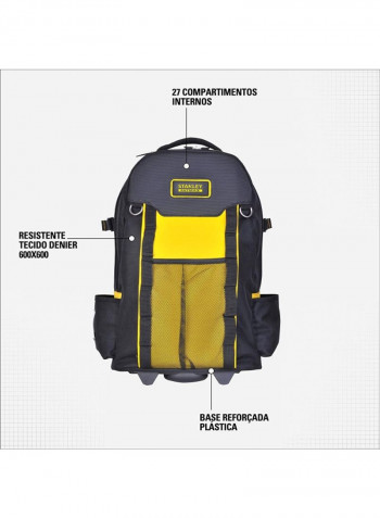 Tool Bag Backpack On Wheels Yellow/Black 36x54x23cm