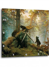 Bear Painting By Ivan Shishkin In A Pine Forest Wall Clock Multicolour 15x15inch