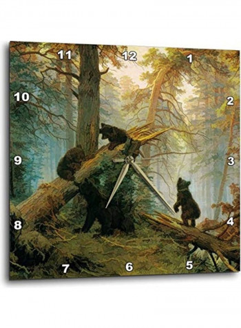 Bear Painting By Ivan Shishkin In A Pine Forest Wall Clock Multicolour 15x15inch