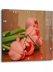 Classic Peach Tulips Wall Clock Multicolour 15x15inch