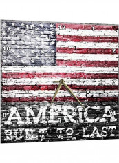 Built To Last American Flag Printed Wall Clock Multicolour 15x15x0.1inch