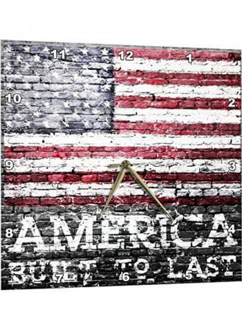 Built To Last American Flag Printed Wall Clock Multicolour 15x15x0.1inch