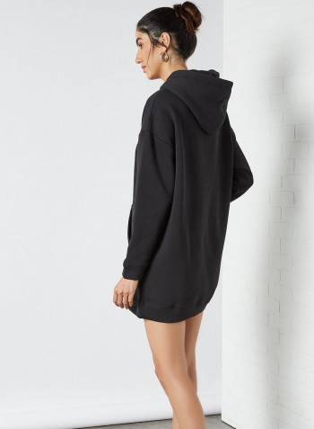 Essential Hooded Sweat Dress Black