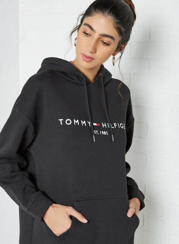 Essential Hooded Sweat Dress Black