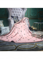 Heart Pattern Cozy Rectangle Blanket Cotton Pink 150x200centimeter