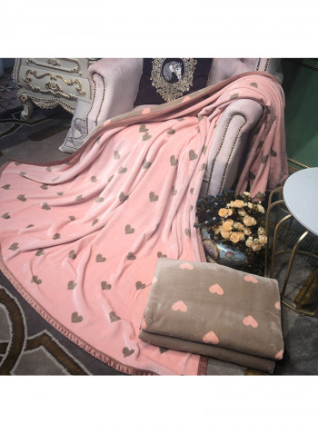Heart Pattern Cozy Rectangle Blanket Cotton Pink 150x200centimeter