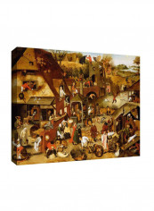 The Flemish Proverbs Gallery Wrapped Canvas Wall Art Multicolour 14 x 18inch