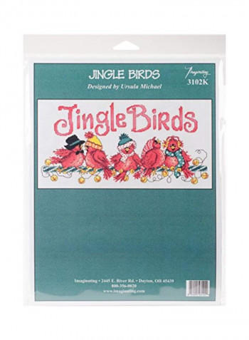 14-Piece Jingle Birds Cross Stitch Kit Red/Grey/White