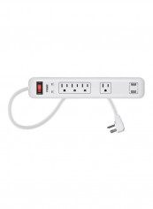 4-Outlet Surge Protector Power Strip White 15.1x5.5x1.6inch