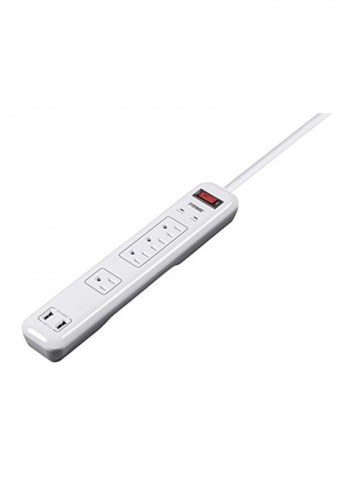4-Outlet Surge Protector Power Strip White 15.1x5.5x1.6inch