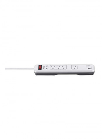 4-Outlet Surge Protector Power Strip White 15.1x5.5x1.6inch