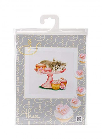 Counted Cross Stitch Kit Brown/Pink/Yellow