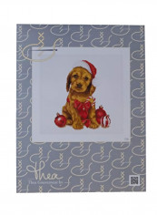 Puppy on Aida Counted Cross Stitch Kit Brown/White/Red