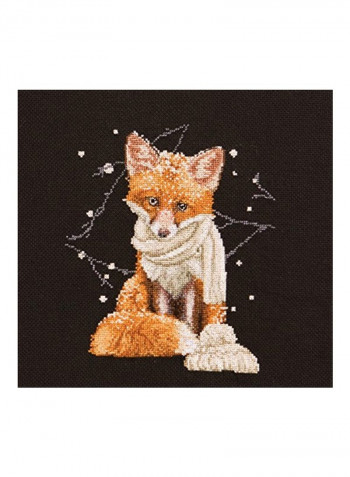 Hey There Foxy Lady On Aida Cross Stitch Kit White/Orange/Black