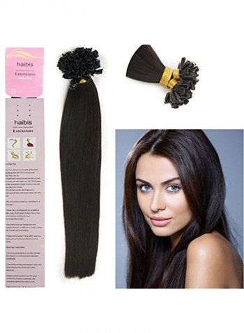 Straight Pre Bonded Nail U Tip Keratin Hair Extension Black