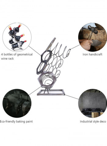 4 Bottles Of Geometrical Wine Bottle Rack Dark Grey 45 x 24cm
