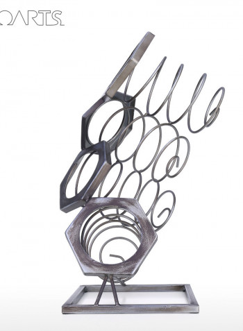 4 Bottles Of Geometrical Wine Bottle Rack Dark Grey 45 x 24cm