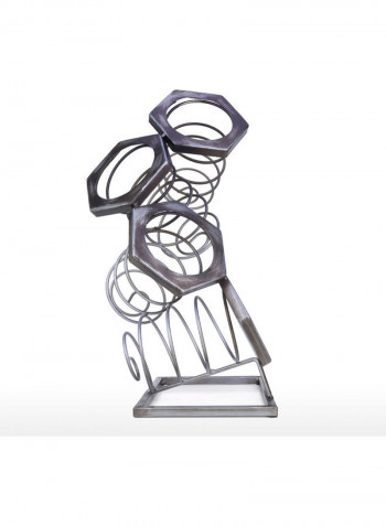 4 Bottles Of Geometrical Wine Bottle Rack Dark Grey 45 x 24cm