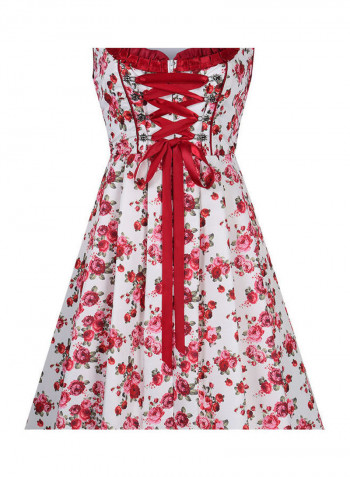 Classic Lace Dress Red/White