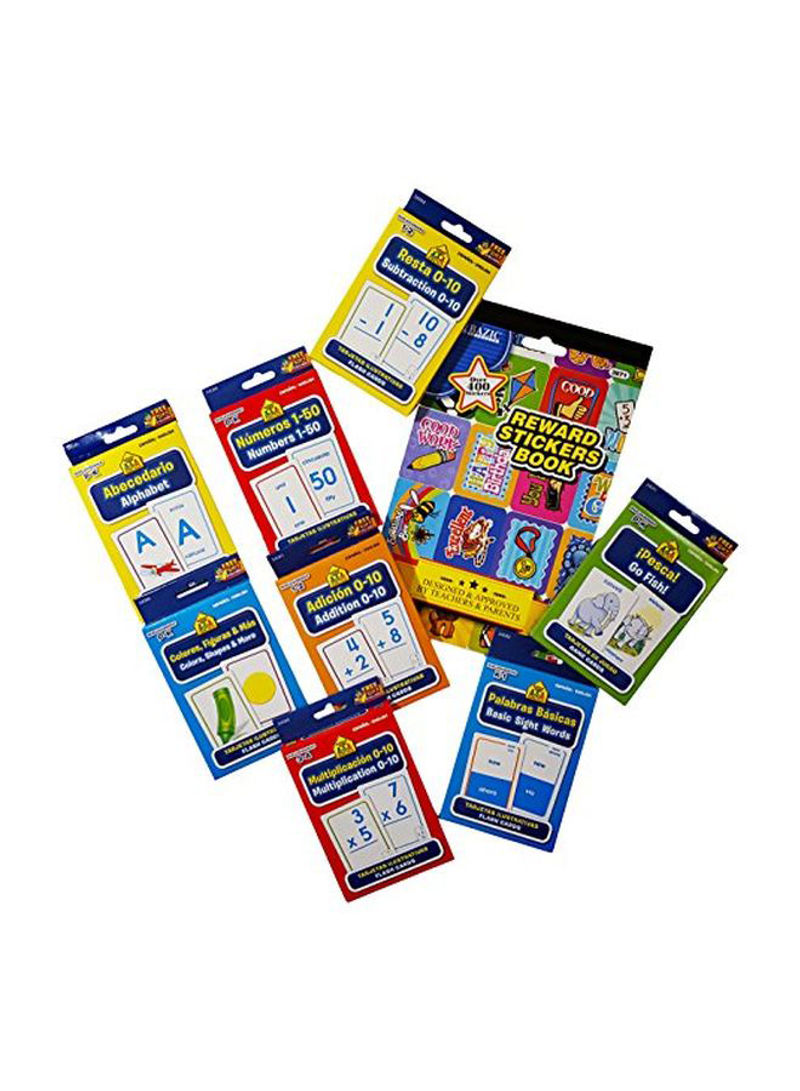 8-Pack Bilingual Flash Cards With 1 Reward Sticker Book