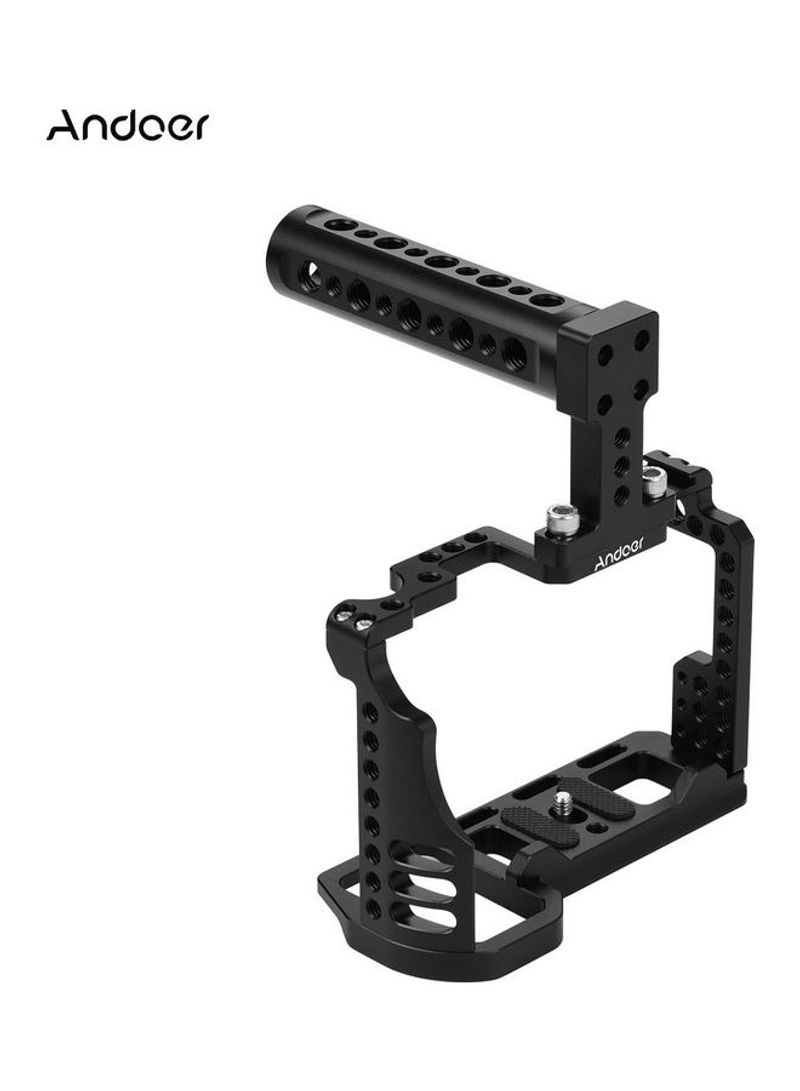 Video Camera Cage with Top Handle Kit and Cold Shoe Mount Black