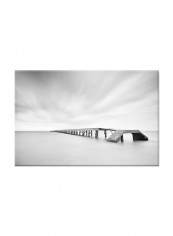 Pier And Fog On Canvas Painting Black /White 60x40centimeter
