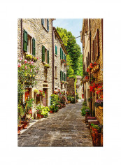 Vintage Cityscape With Street Canvas Painting Multicolour 40x60centimeter