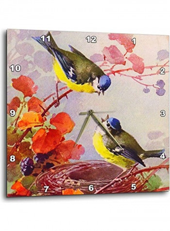 Little Bird Printed Analog Wall Clock Multicolour 15x15x0.1inch