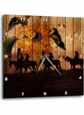 Sunflower And Meadow Printed Wall Clock Multicolour