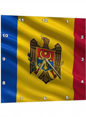 Flag Of Moldova Printed Analog Wall Clock Multicolour 15x15x0.1inch