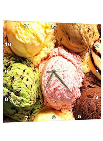 Ice Cream Printed Analog Wall Clock Multicolour 15x15x0.1inch