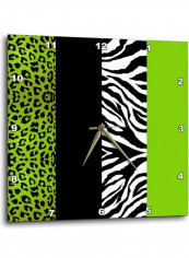 Lime Animal Print Leopard And Zebra Wall Clock Multicolour 15x15inch