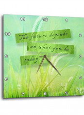 Quote Printed Wall Clock Green