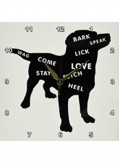 Doggie Silhouette With Dog Related Words Wall Clock Multicolour 15 X 15inch