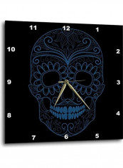 Sugar Skull Day Of The Dead Art Wall Clock Black/Blue 15x15inch