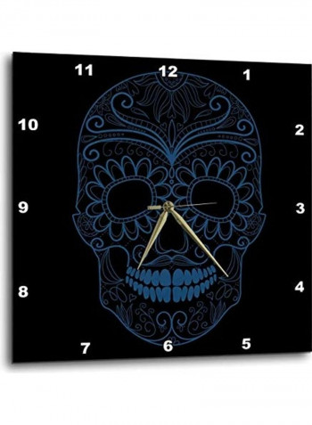 Sugar Skull Day Of The Dead Art Wall Clock Black/Blue 15x15inch