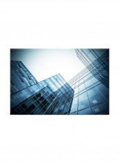 Blue Hues With Glass Building On Canvas Painting Blue/White 60x40centimeter