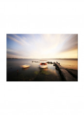 Landscape Sunset Over The Lake On Canvas Painting Multicolour 60x40centimeter