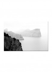 Landscape With Rocks And Sea On Canvas Painting Black /White 60x40centimeter