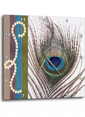 Peacock Feather With Pearl Look Wall Clock Multicolour 15x15inch
