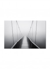 Suspension Bridge In Fog On Canvas Painting Black /White 60x40centimeter