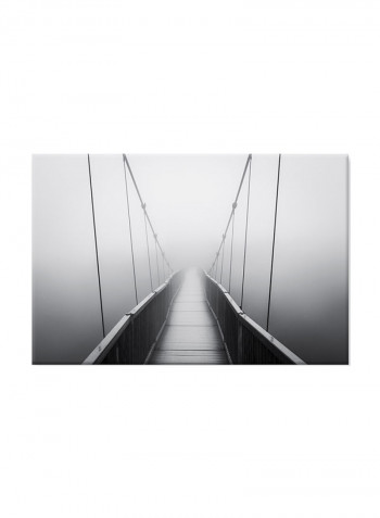 Suspension Bridge In Fog On Canvas Painting Black /White 60x40centimeter