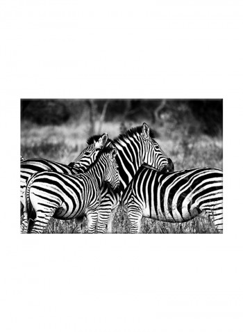 Zebra On Canvas Painting Black /White 60x40centimeter