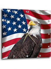 American Flag USA Bald Eagle Wall Clock Multicolour 15x15inch